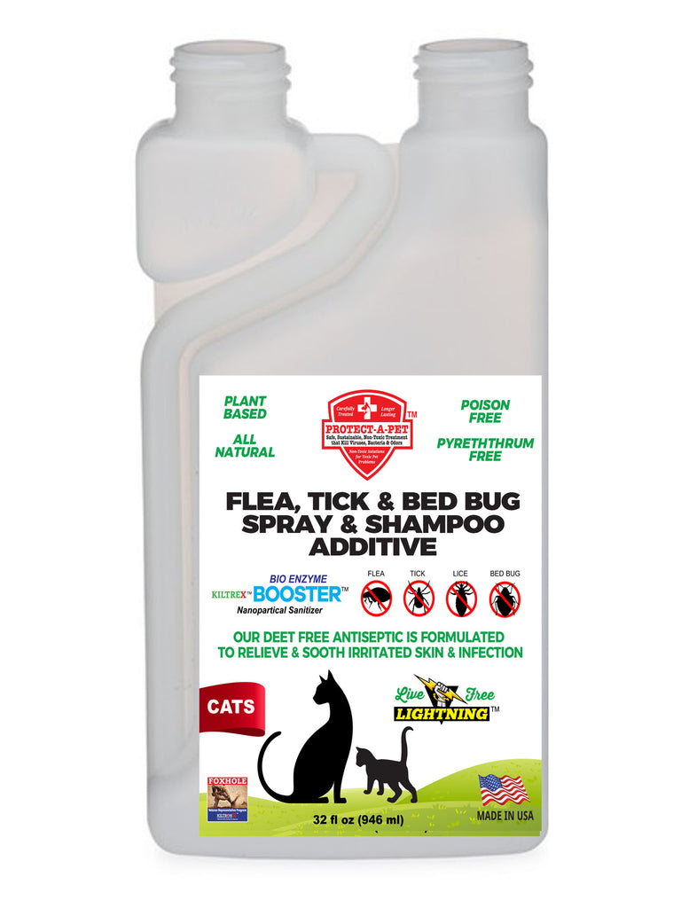 Protect-A-Pet for CATS Kills, Fleas, Tick, Lice Spray & Shampoo with Seaweed Additive -32 Oz