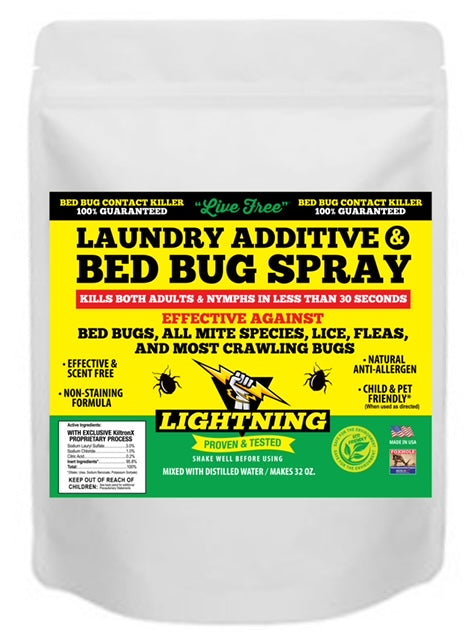 "Lightening" Laundry Detergent Additive and 30 Second Poison Free Bed bug Kill Spray - 16 Oz